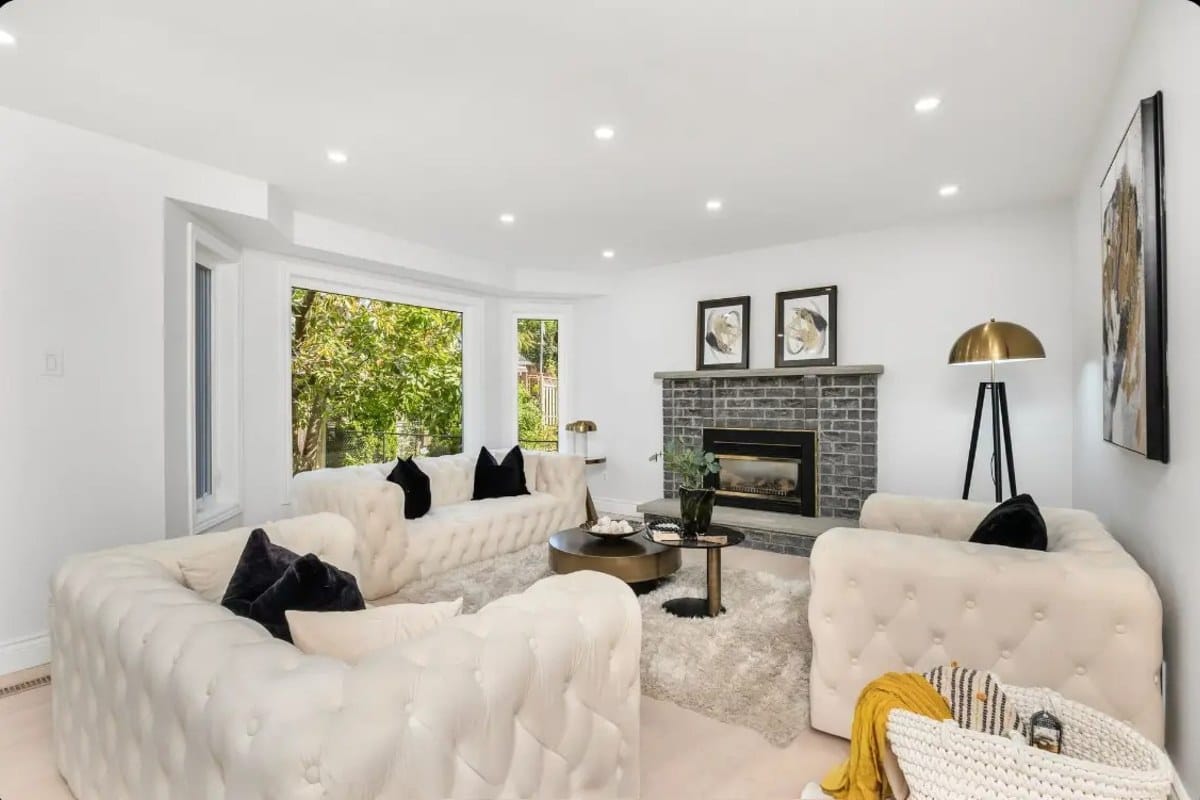 Finished living room of the kind shown on basement apartment permit drawings in Markham