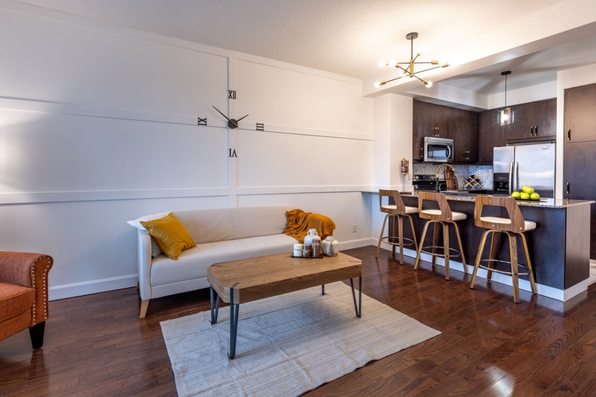 Condo living room in North York after a renovation with an engineering sign-off, where an engineer review worked alongside the building inspection stages